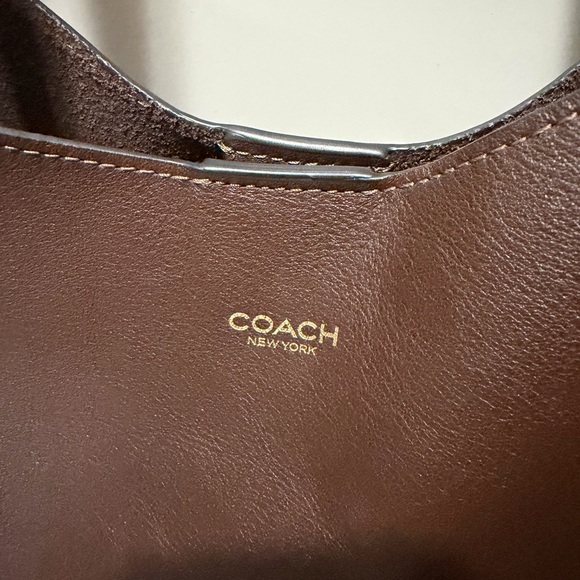 Coach Chocolate Brown Leather Tote with Gold Hardware - Picture 2 of 6